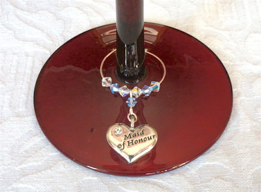 Wine Charm - Glass Maid Of Honour Wedding Favours