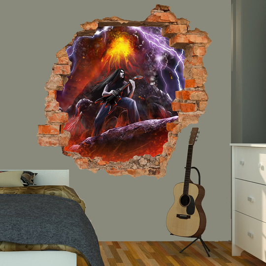 Heavy Metal Guitar Player Wall Sticker Art Poster Mural Transfer Decal Print Room Home Nursery Office Shop Decor Id571