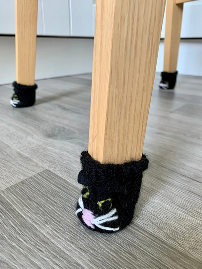 Cat Design Knitted Chair Socks - Pack Of 4