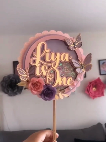 Personalized Butterfly Birthday Cake Topper Shaker Decoration