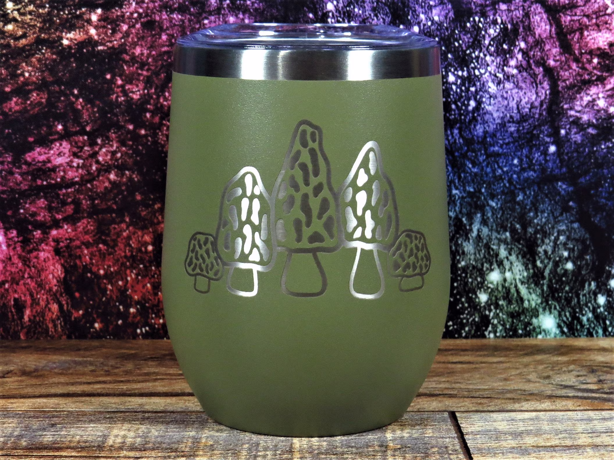 Morel Group Etched Tumbler - 12Oz 16Oz 20Oz 32Oz 30Oz Insulated Stainless Steel Original Illustration