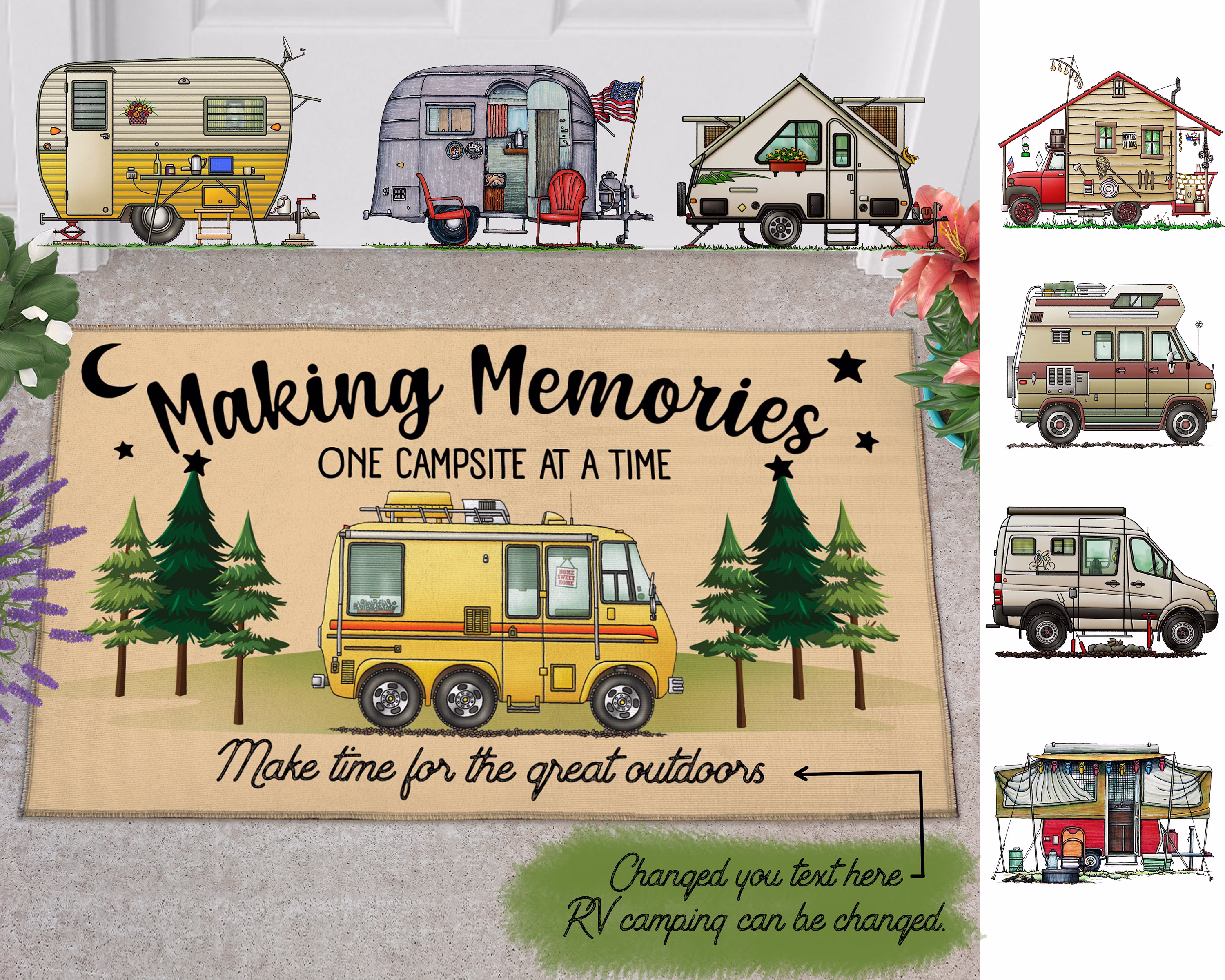 Making Memories One Campsite At A Time - Welcome To Our Campsite, Custom Rv Camping Car, Gift For Campers, Personalized Door Mat