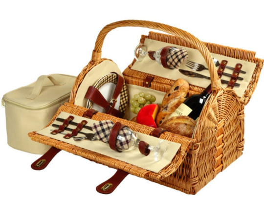 Personalized Picnic Basket For Two, Luxury Wedding Or Anniversary, Upscale Accessories, Engraved Gifts