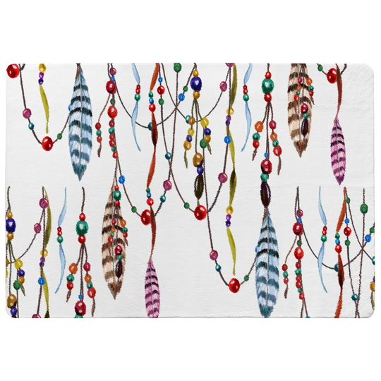 Herron Ribbon and Bead Designer Shaggy White/Red Rug
