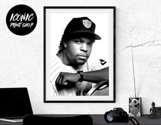 Ice Cube Print, Poster, Rap Hip-Hop, Black & White Celebrity Wall Art, Nwa, Dr Dre, Eazy E