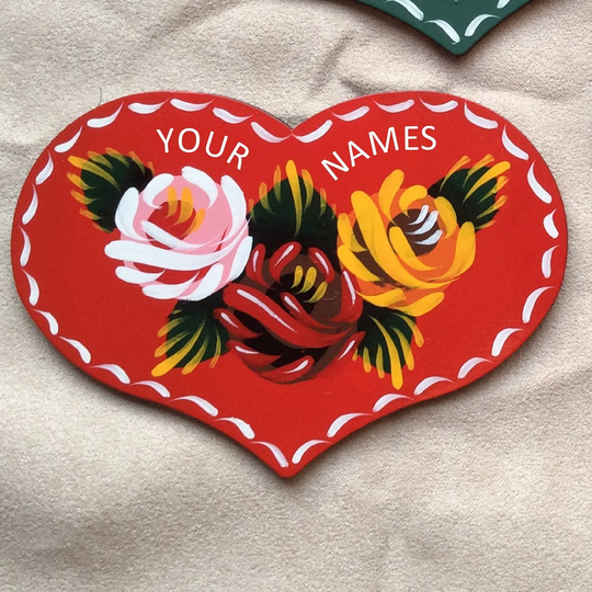 Personalised Hand Painted Heart Fridge Magnet With Canal Art Roses Decoration