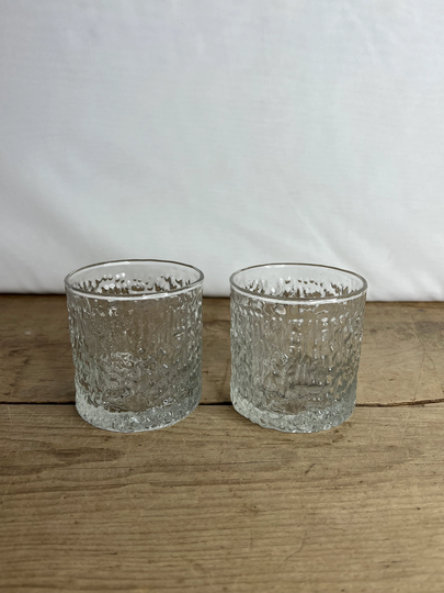 Vintage Pair Of Ravenshead Siesta Clear Cut Glass Tumblers Glasses Very Pretty in Good Condition