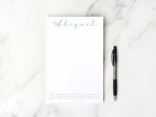 Bible Verse Notepad, Custom Personalized Notepad With Bible Verse, Baptism Gift, Graduation Thinking Of You