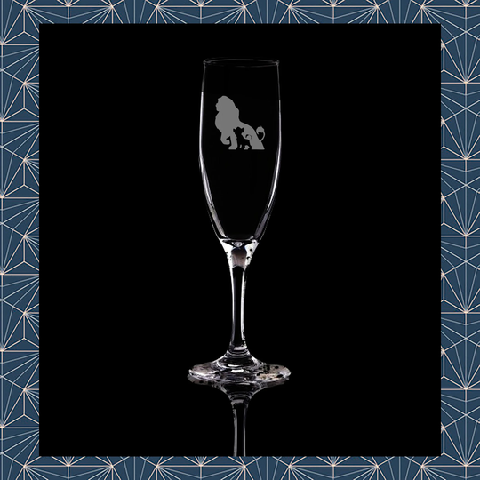 The Lion King Engraved Flute Prosecco Glass. Beautiful Etched Personalised With Name. Design Won't Wear Off Like Vinyl.209