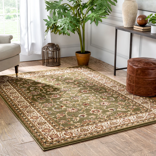Barclay Sarouk Traditional Oriental Tufted Green/Red Rug