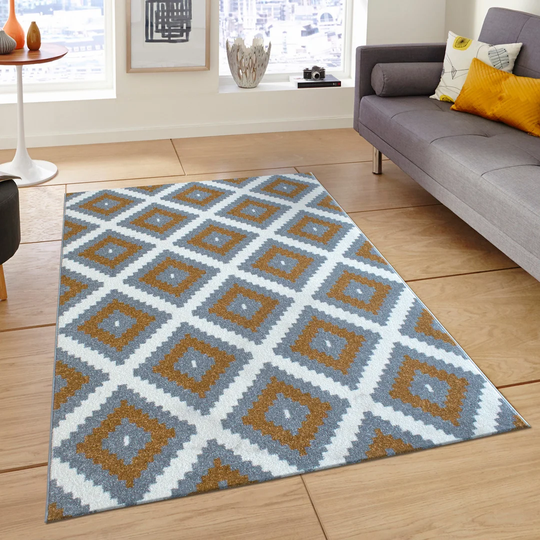 Dalinda Flatweave Grey/White/Orange Rug