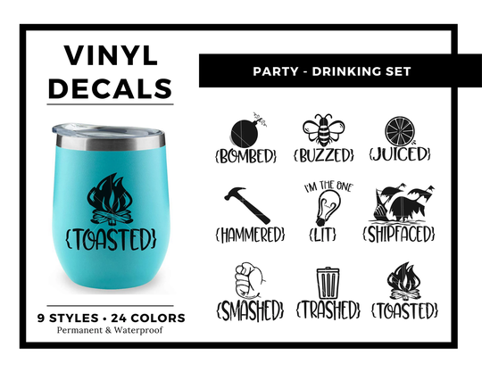 Wine Tumbler Decals | Party Drinking Cups Accessories Camping Trip Bridesmaid Gifts Groomsmen