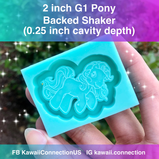 2 Inch Wide | 0.25 Cavity Depth Vintage Pony Backed Shaker Silicone Mold For Custom Resin Charm