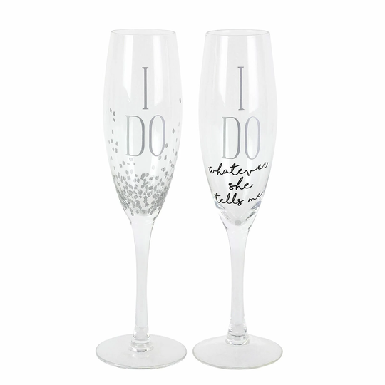 Our Name Is Mud I Do Glittered Wedding Champagne Flute Set 8 Ounce Names Can Be Added On Back