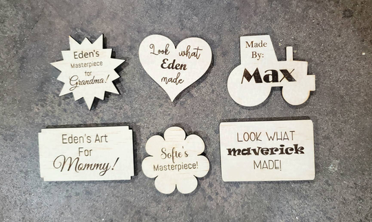Kids Fridge Magnets Set Of Four | Custom Name Look What I Made Personalized Wood Magnet