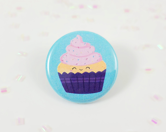 Cupcake Button, Gift For Her, Pun Gift, Cute Backpack Accessory, Flair, Baking Pin, Magnet
