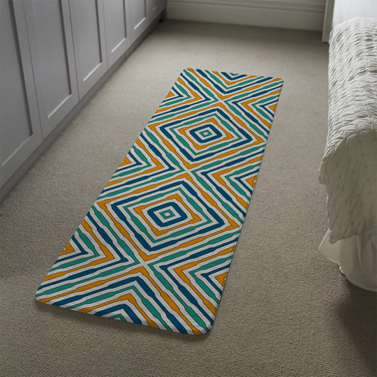 Kinch Ethnic Figures Designer Shaggy Blue/Gold Rug
