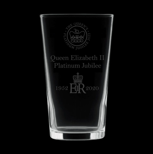 Engraved Queen Elizabeth Ii Platinum Jubilee Pint Glass, Glasses, Queens