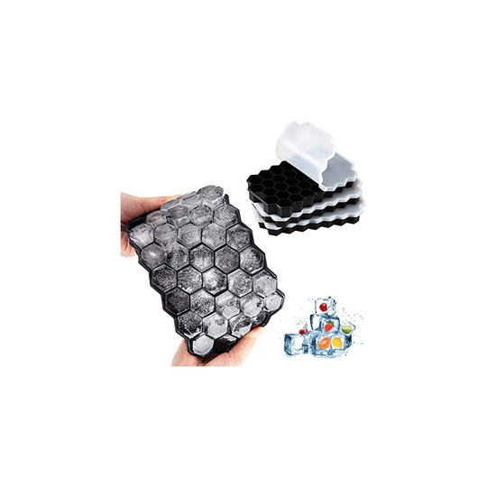 LessMo 3-Pack Ice Cube Trays, Ice Cubes Molds Silicone Flexible 111-Ice Trays with Spill-Resistant Removable Lid, Ideal for Whiskey, Cocktails a