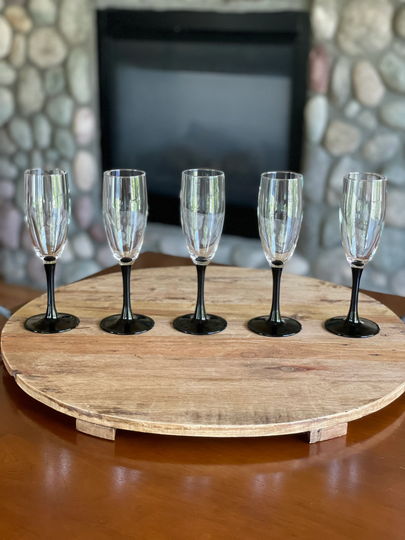 Black-stemmed Champagne Flutes - Set Of Five