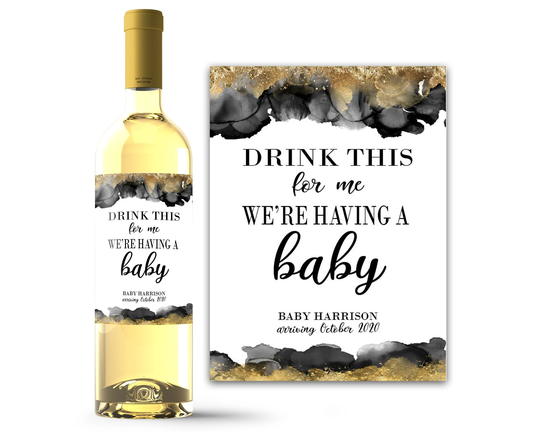 Pregnancy Reveal To Husband - Baby Announcement Custom Wine Labels