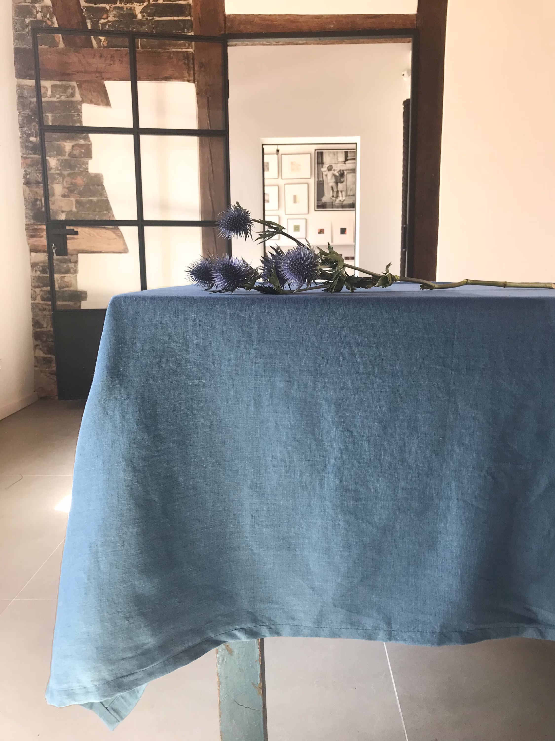 stonewashed Linen Tablecloth in Classic Blue/Softened Tablecloth/Dinner Tablecloth Dark Blue/Free Shipping