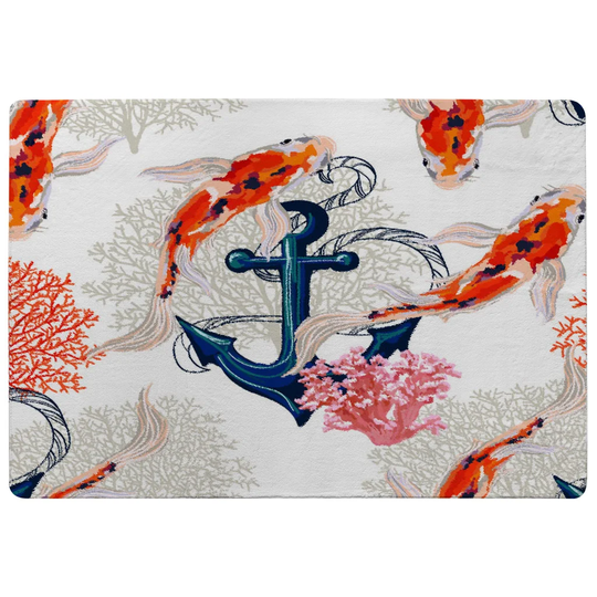 Garner Anchor and Fish Designer Shaggy Light Grey/Orange/Blue Rug