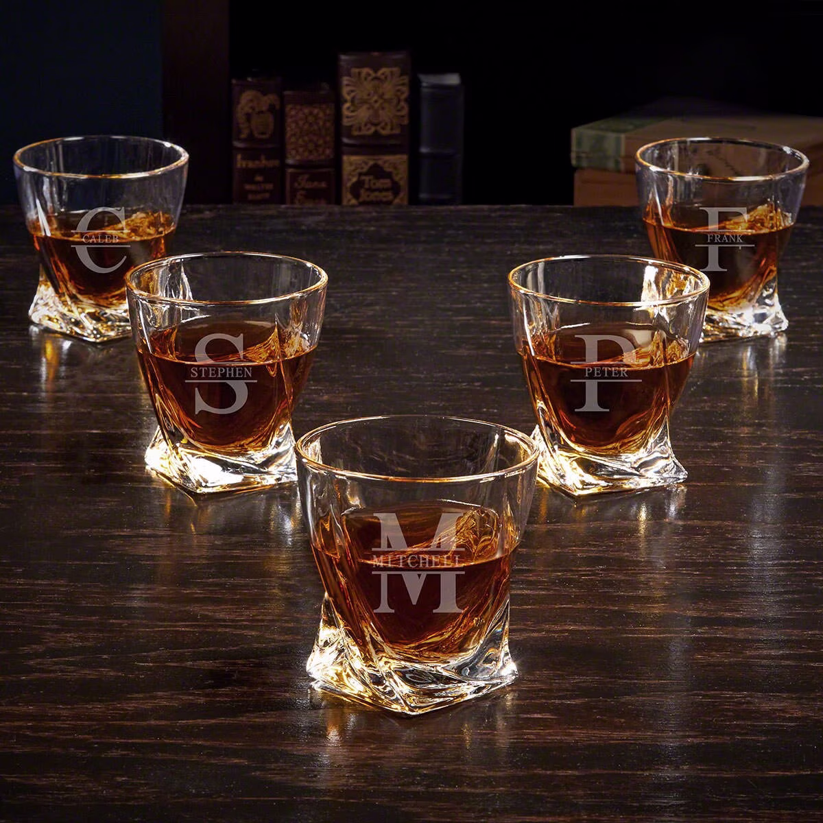 Oakmont Personalized Twist Whiskey Glasses, - Lover Gift, Engraved Whisky Glasses, Groomsmen Gift Idea, Wedding Party Gifts