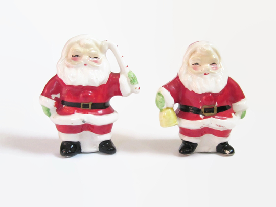 Retro Santa Claus Salt & Pepper Shakers 1950's 1960's Made in Japan Mid Century Kitsch Christmas Holiday Decor