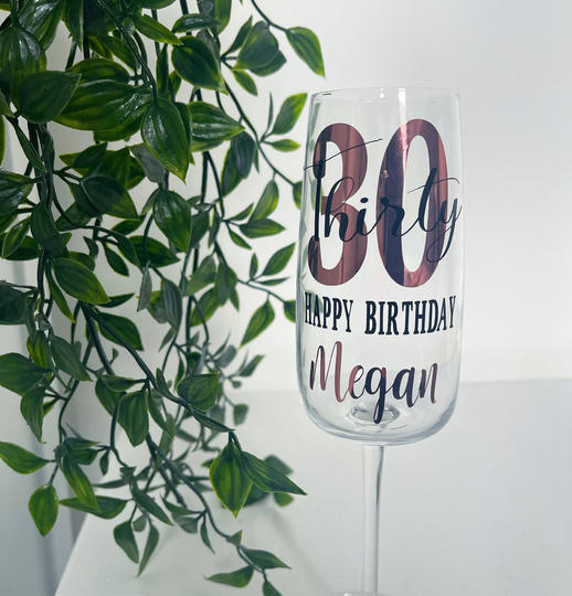 Personalised Prosecco Glass. Bridesmaid. Birthday Gift. Age