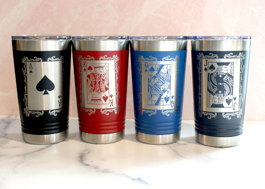 Poker Gifts For Men, Players, Night Pint Beer Tumbler, Custom Engraved Tumblers, Player