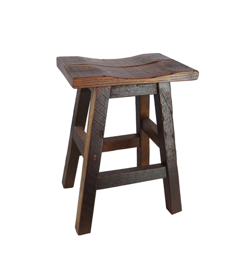 Quick Ship Barnwood Bar Stools - Saddle Seat 24