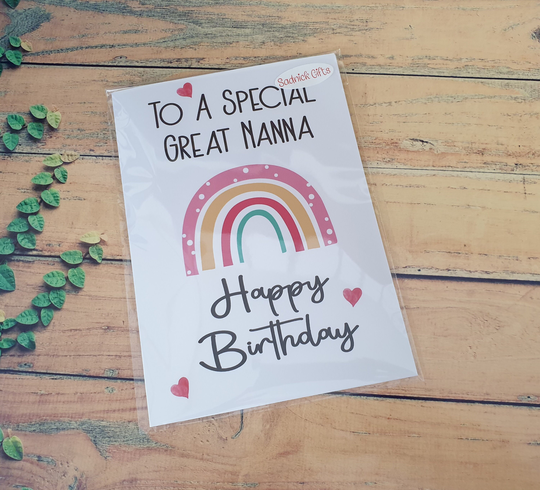 Great Nanna Birthday Card - To A Special Rainbow Nice Cute Novelty Greeting