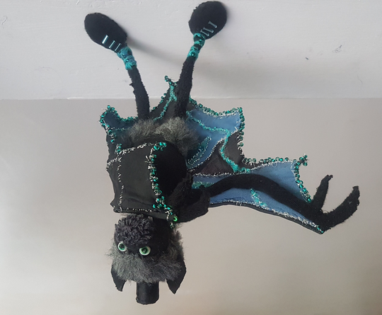 Cute Little Vampire Bat, Hanging Upside Down With Magnetic Feet With Bendable Wings