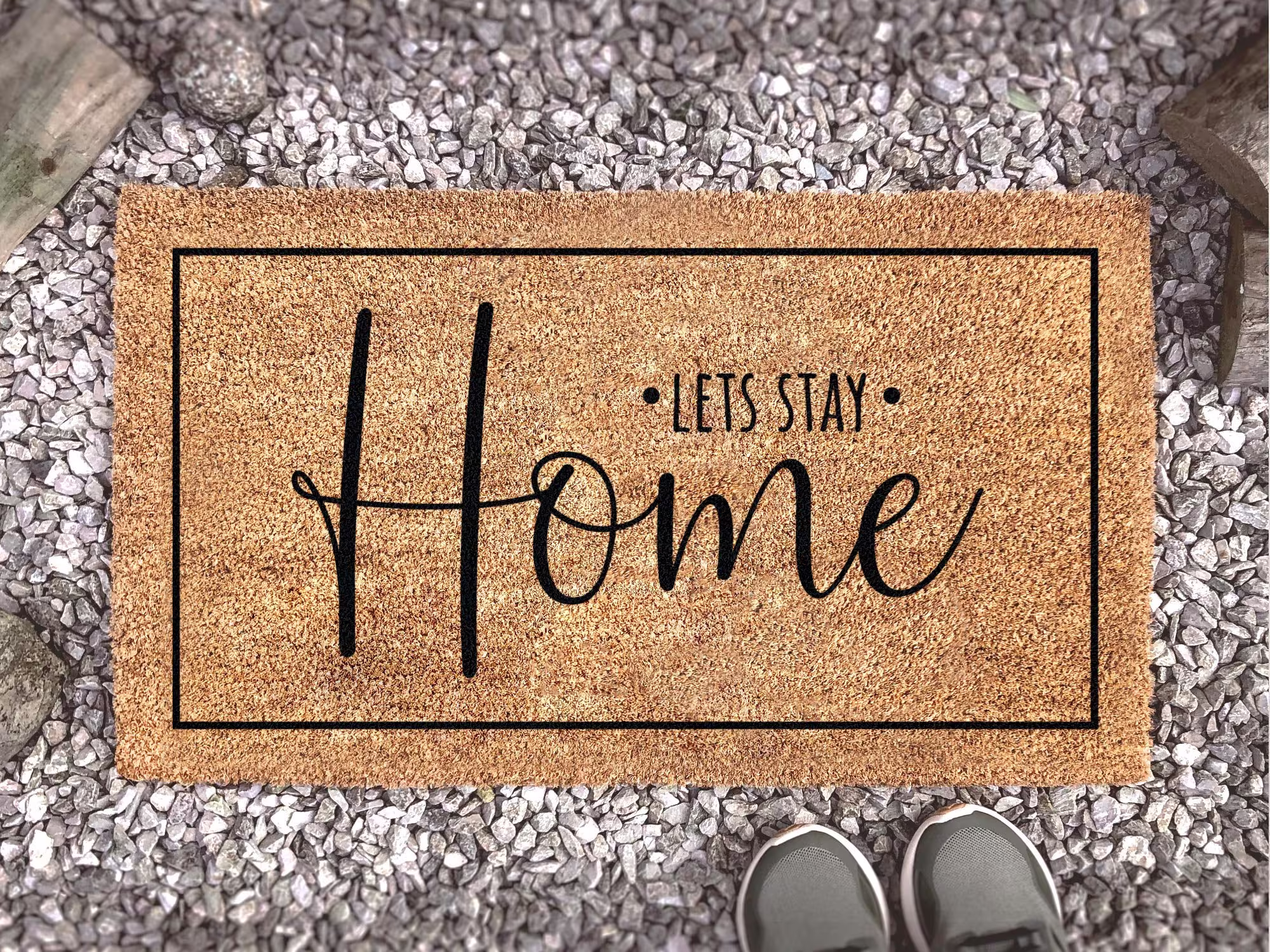 Lets Stay Home Welcome Mat - Funny Doormat Housewarming Gift New Closing Realtor