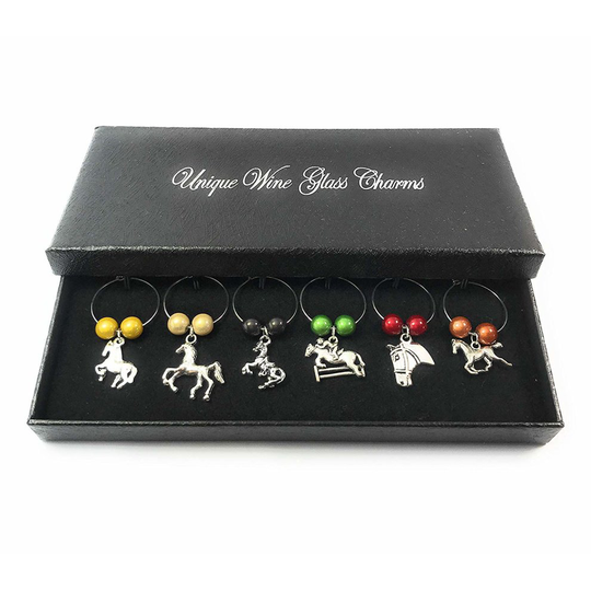 Horse Lovers Wine Glass Charms with Gift Box