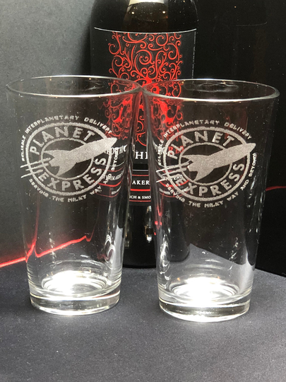 Planet Express Pint Glasses, Futurama Cooler Glassware Set, Beer Glasses