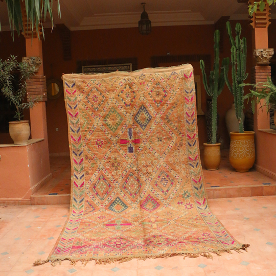 Genuine Moroccan Wool Rug, 7x12 Vintage Rug