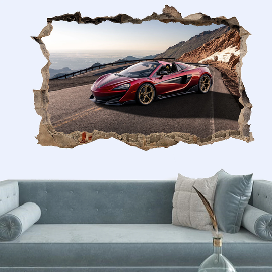 Super Red Sports Car On Road Wall Sticker Art Poster Mural Transfer Decal Print Room Home Nursery Office Shop Decor Id411