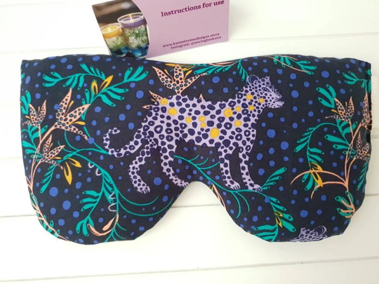 Leopard Organic Microwave Eye Pillow, Lavender, Chamomile, Unscented Eyemask, Reusable Gift, Selfcare, Sustainable Gift, Yoga Gift