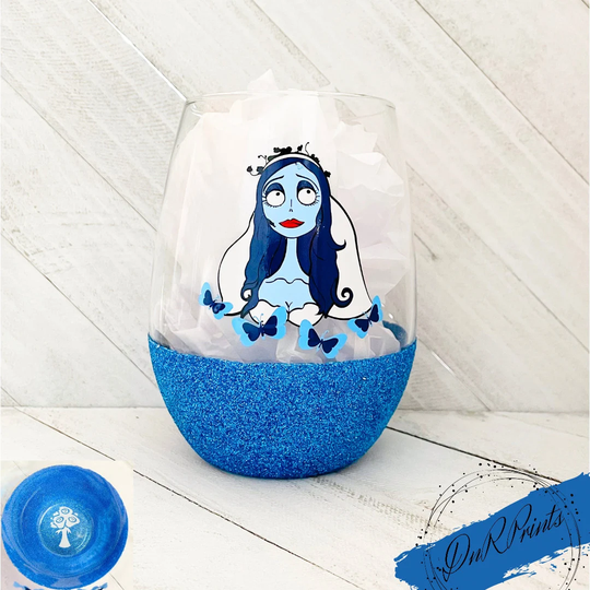 The Corpse Bride Glitter Wine Glass/Halloween
