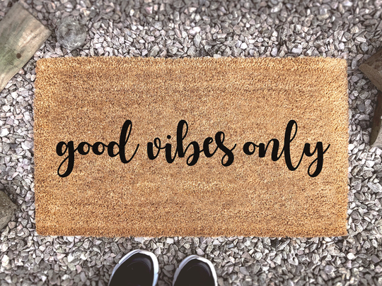 Good Vibes Only Quote - Welcome Door Mat Positive Coir Doormat