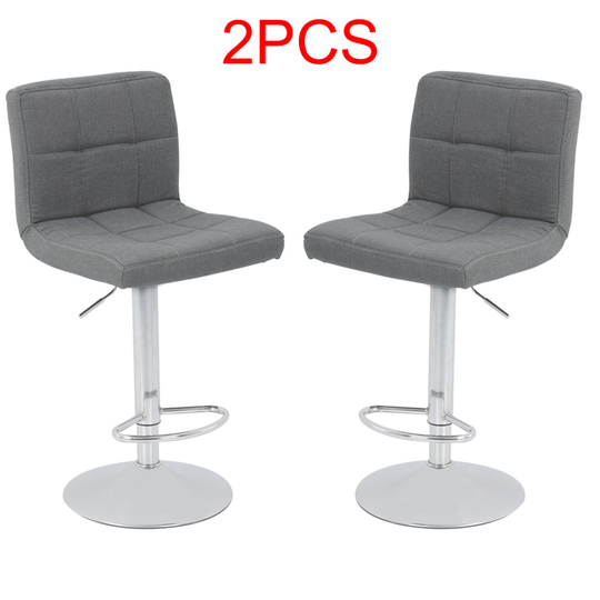 (2Pcs Dark Grey) 2XBar Stools Fabric Swivel Adjustable High Quality