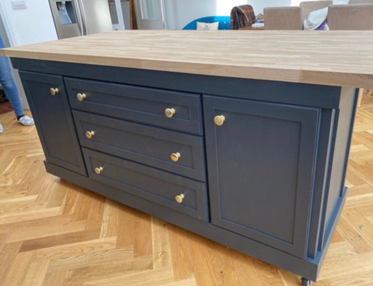The Clifton Bespoke Custom Made To Order Kitchen Island Breakfast Bar Oak Top