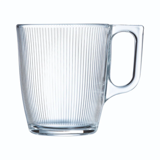 Luminarc 250Ml Stripy Clear Glass Mug Coffee Tea Espresso Drink Glassware Cup