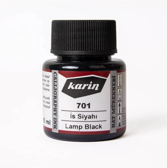 Karin Lamp Black Calligraphy Ink, Modern Calligraphy, Handmade Ink, Dip Pen Ink 45Ml