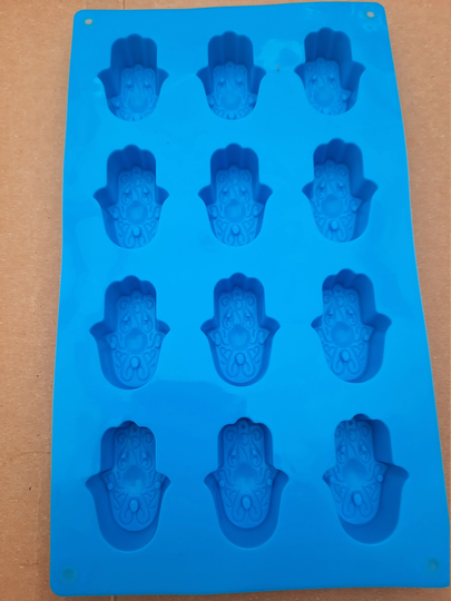 Hamsa Hand Silicone Mould 12 X Cavities Guest Soaps Tea Lights Chocolate Baking Candy Ice Cube Epoxy Resin Wax Melts Khamsah