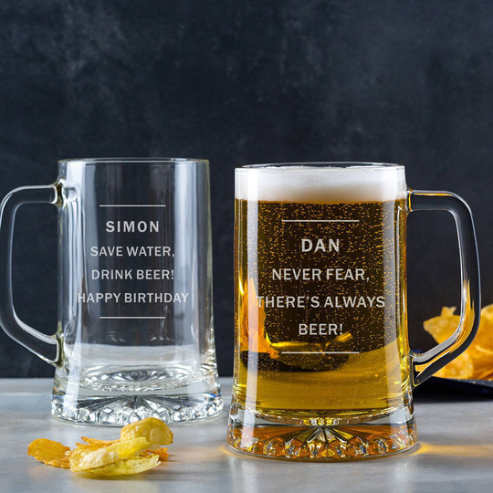 Personalised Pint Glass Beer Tankard For Him - Personalized Men Funny Birthday Gifts Husband Or Son