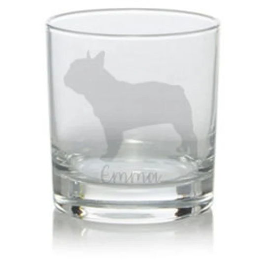 Personalised French Bulldog Engraved Whisky Glass, Bulldog Gift, Dog Gift