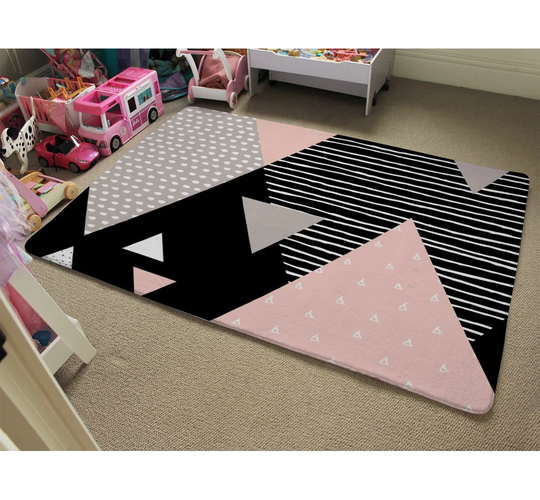 Hammonds Triangle Designer Shaggy Black/Pink/Grey Rug